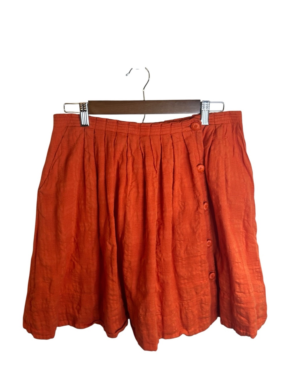Anthropologie Postmark Orange Textured Button Front Mini Skirt w/ Pocket Size 10